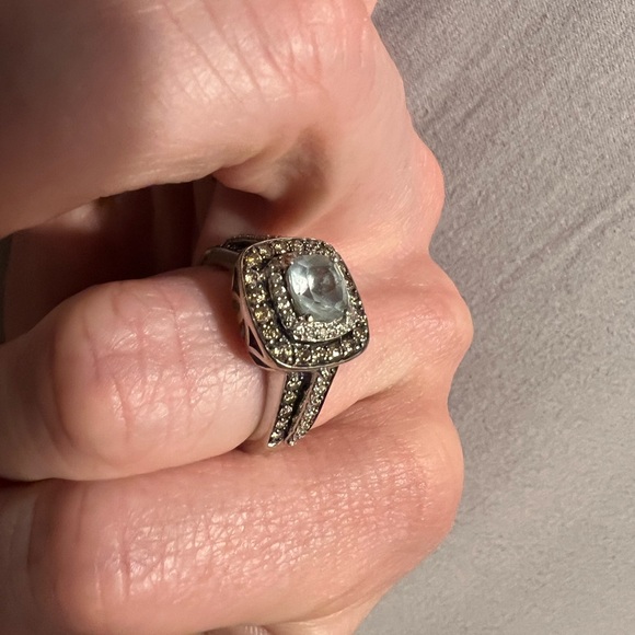 LeVian 14k Chocolate Diamonds Sea Blue Aquamarine Diamond Ring Size 7 - Picture 12 of 12